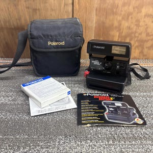 Vintage Polaroid 600 Business Edition 2 Instant Camera with Strap, NOS Film Cartridge, Paperwork, and Soft Case  - Working