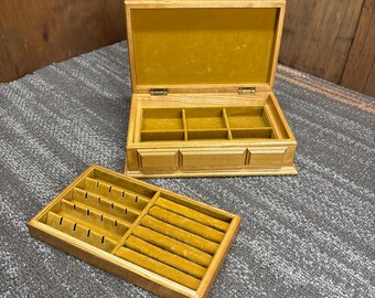 Wood Tabletop Jewelry Box With Removable Tray