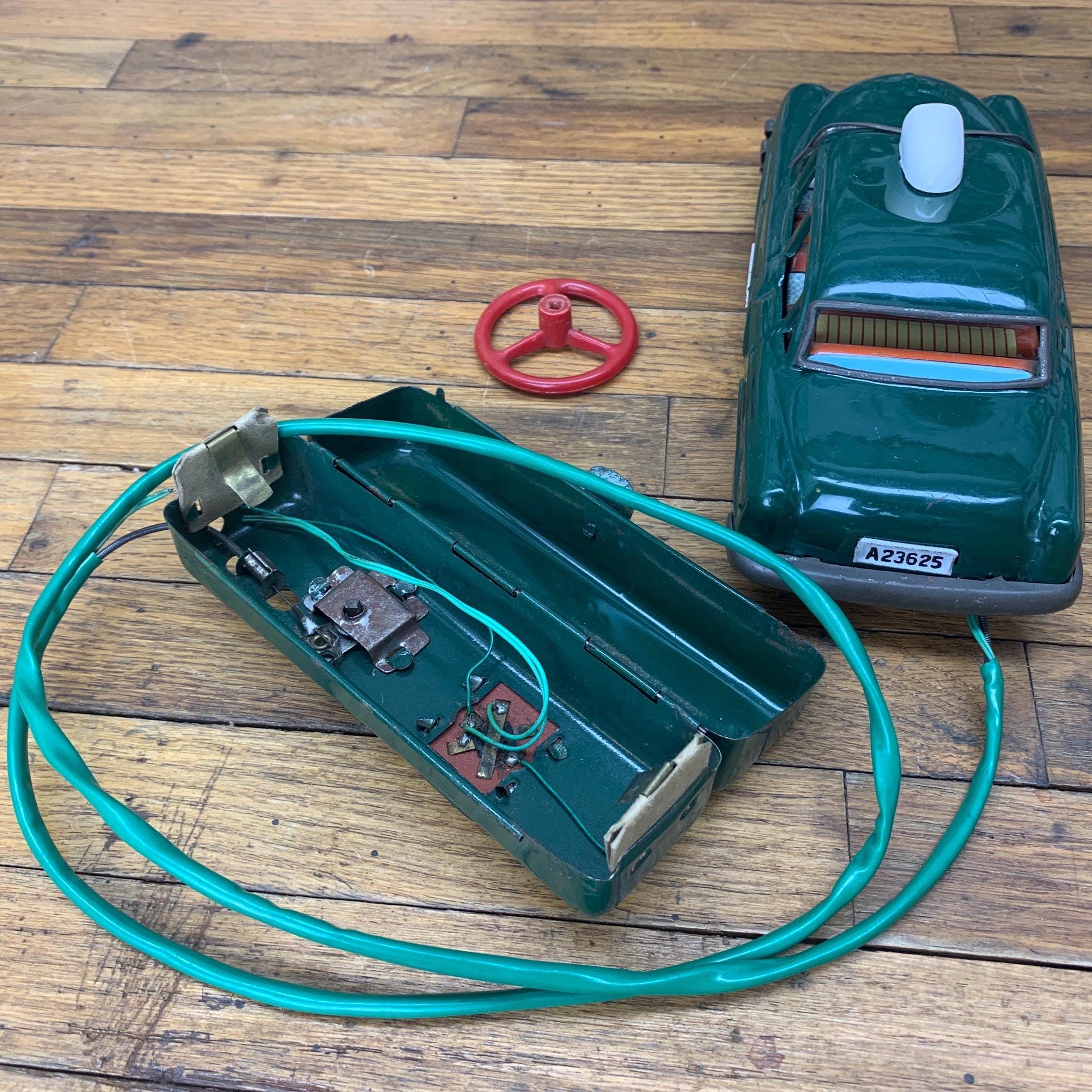 ヴィンテージ ラインマー ブリキ パトカー – 電池式メタルおもちゃ