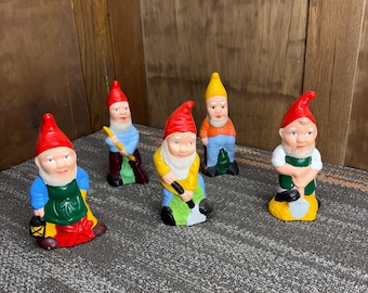 Vintage Small Garden Gnome Set