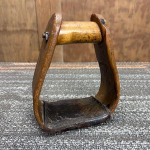 Antique Wooden Saddle Stirrup Leather Wrapped