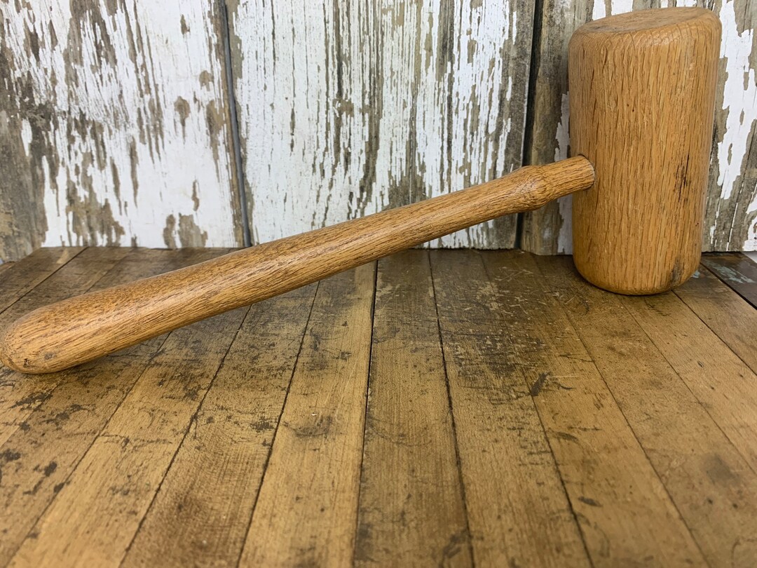 Vintage Oak Gavel Oak Mallet Wooden Hammer Etsy