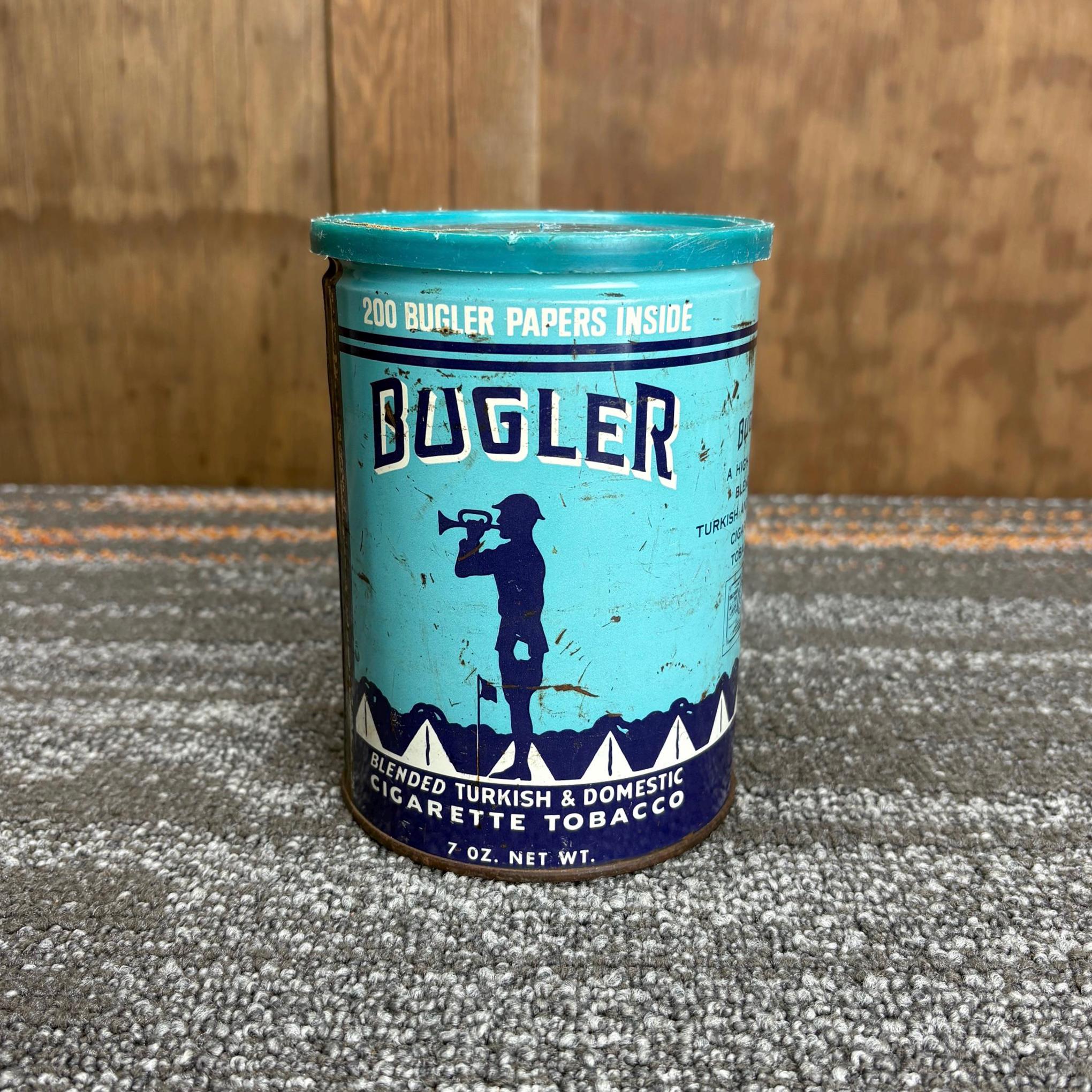 bugler tobacco can prices Vintage 7oz Bugler Tobacco Tin With Original Lid - Empty Blended Turkish  and Domestic Cigarette Tobacco Tin