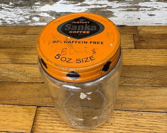 ヴィンテージ サンカ インスタントコーヒージャー - オレンジメタル蓋