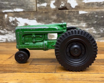 Vintage Green Metal H Tractor by Kiddie Toy - Made in the USA  - Kiddie Toy Metal Tractor with Plastic Wheels