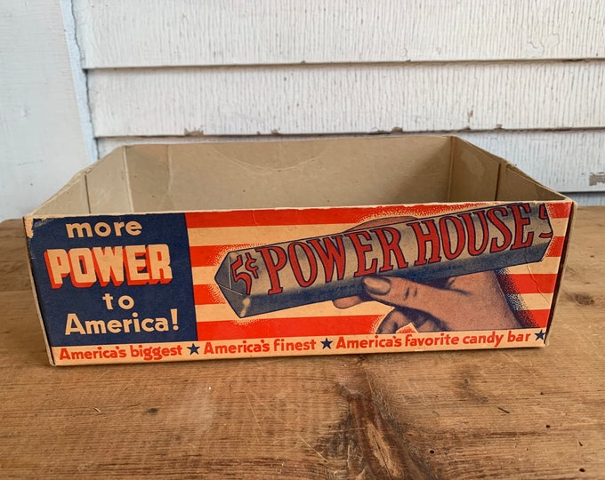 Vintage 1950 Powerhouse Milk Chocolate Candy Bar Box Bottom, Walter N