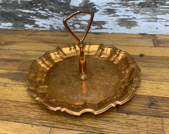 Vintage Copper Serving Dish with Handle - Old Dutch Copper Corp. - Made in the USA