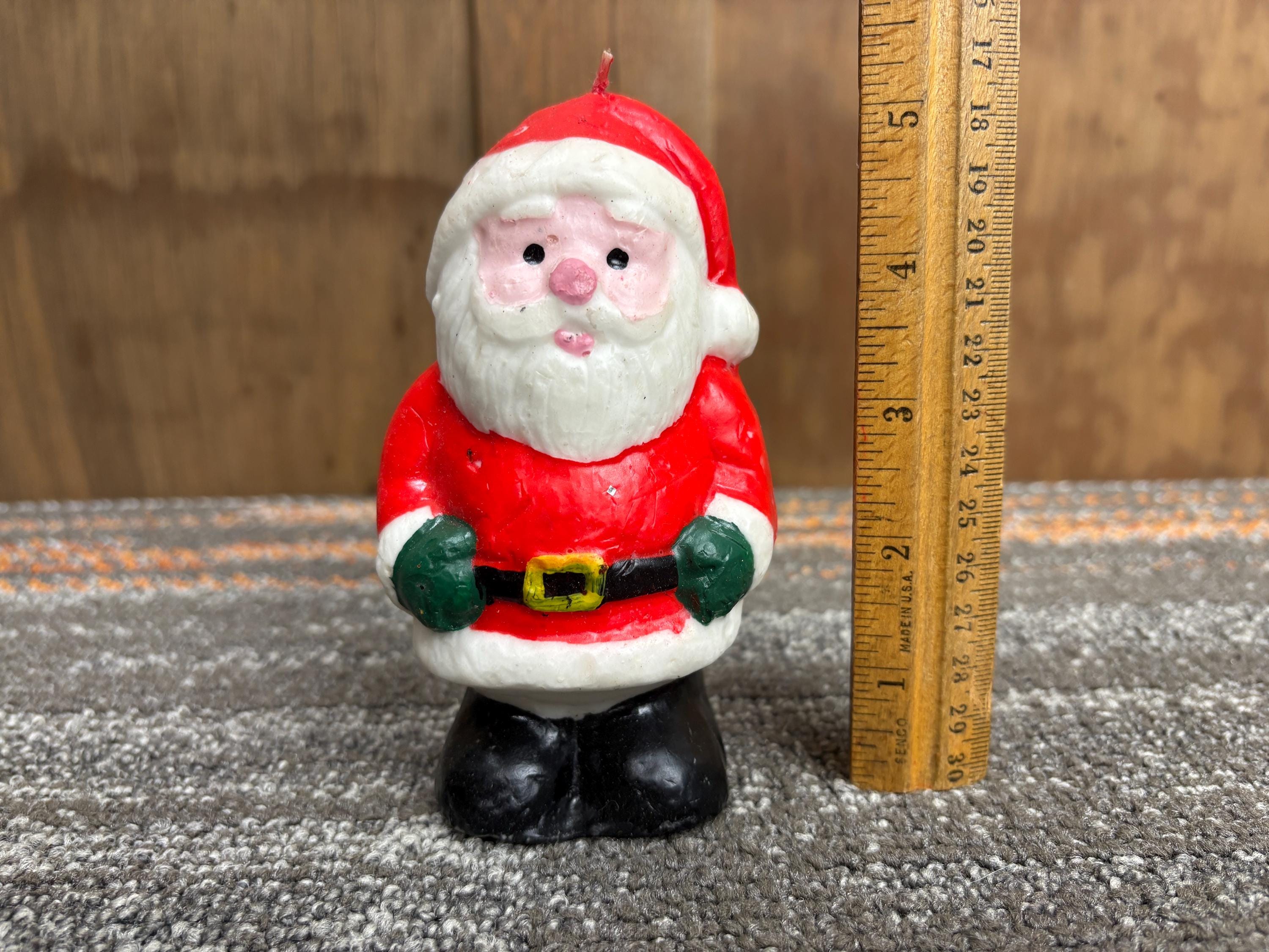 ヴィンテージ サンタクロース クリスマスキャンドル - 高さ5インチ