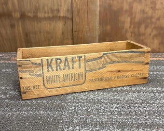 Vintage Wood Kraft Cheese Box Hardware Cabinet Storage Drawer