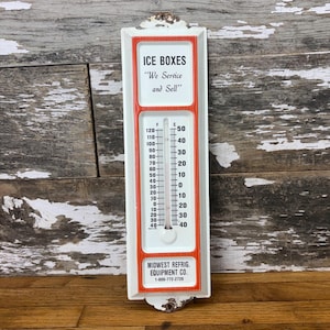 Vintage Midwest Refridgeration Equipment Co. Advertising Thermometer - “Ice Boxes We Sell and Service”