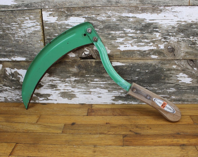 Vintage Sickle, Hand Scythe village Blacksmith Hand Sickle With Green