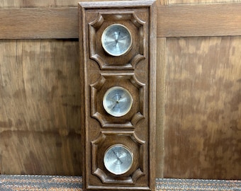 Vintage Springfield Barometer Thermometer Humidity Meter Gauge Faux Wood Wall Hanging