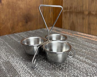 Vintage Three Bowl Dip Stand Polar Stainless Steel Made in the USA