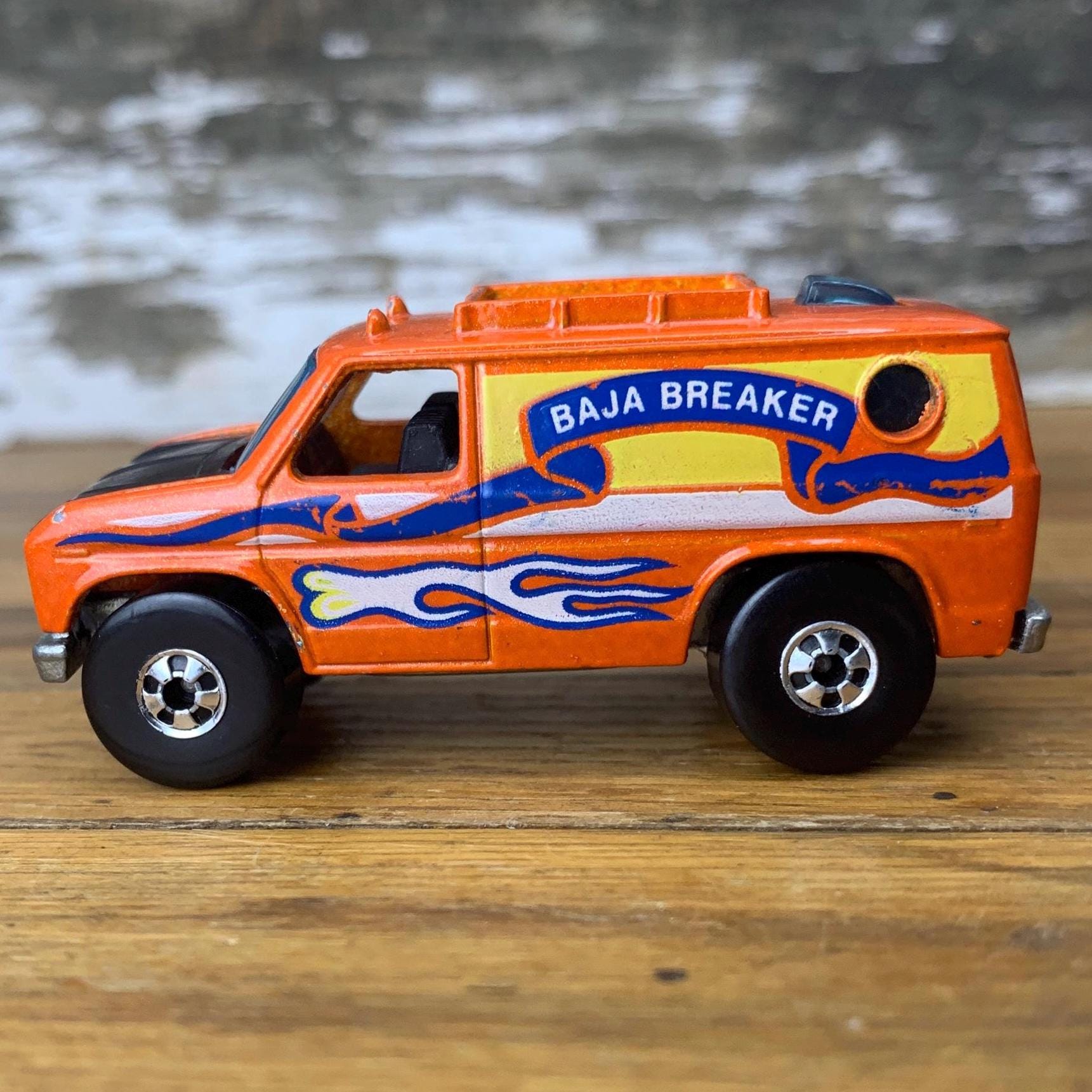 1977 Hot Wheels Baja Breaker Van - Orange - Goodyear Real Riders