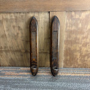 Vintage Wood Candlestick Wall Sconces