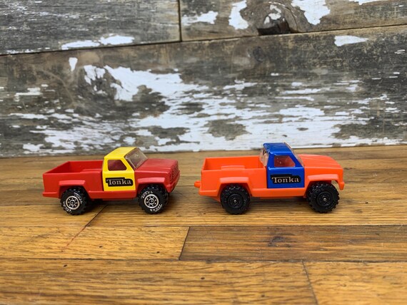 Vintage 1978 Tonka Pickup Trucks - Red and Yellow & Orange and