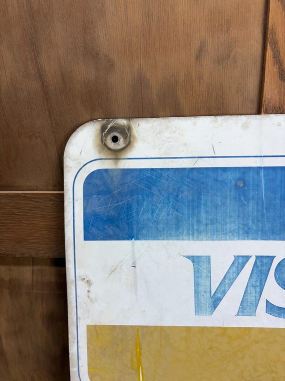 Vintage Visa Mastercard Double Sided Metal Sign 22