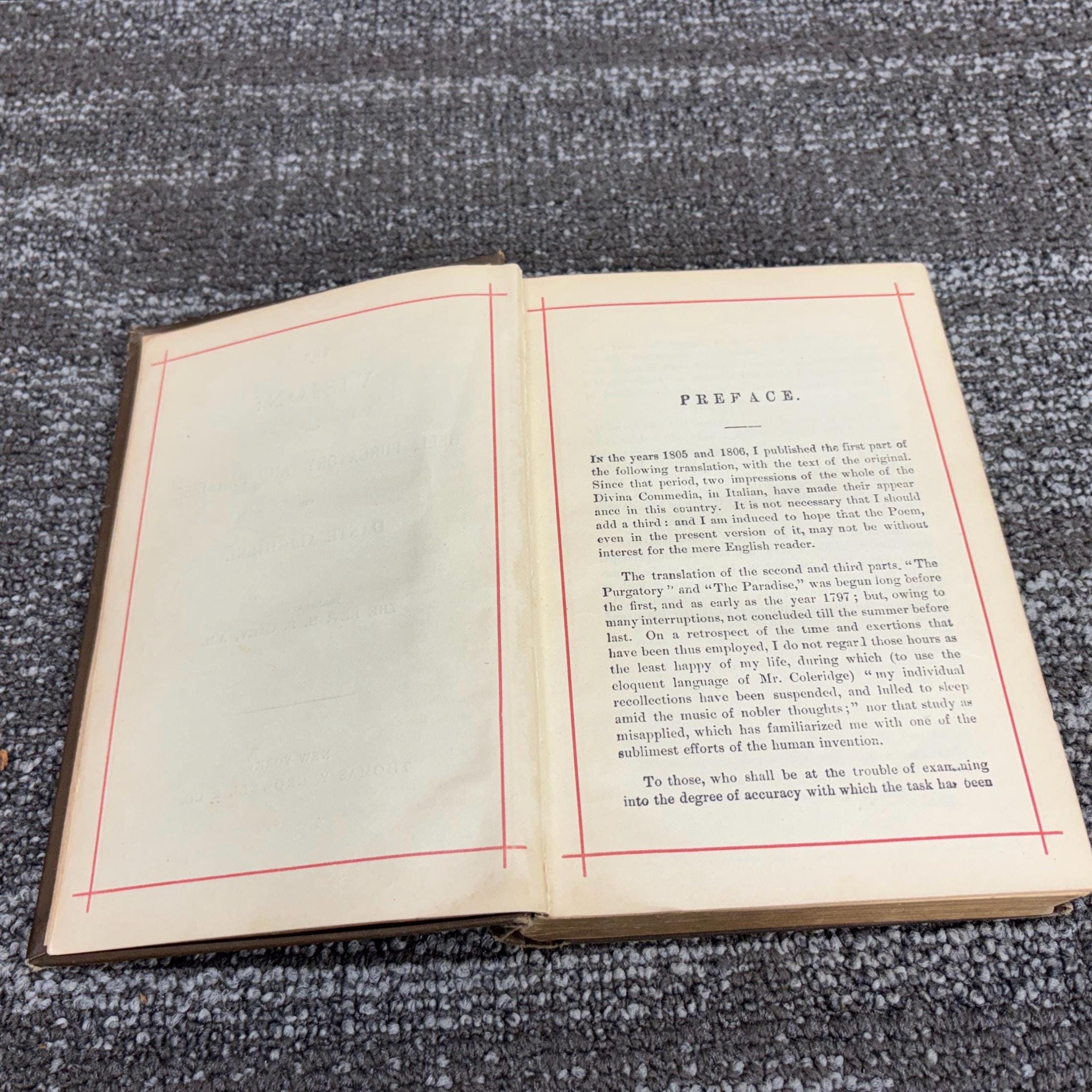 Antique Dante's Poems Hardcover Book - Victorian Era - Elegant