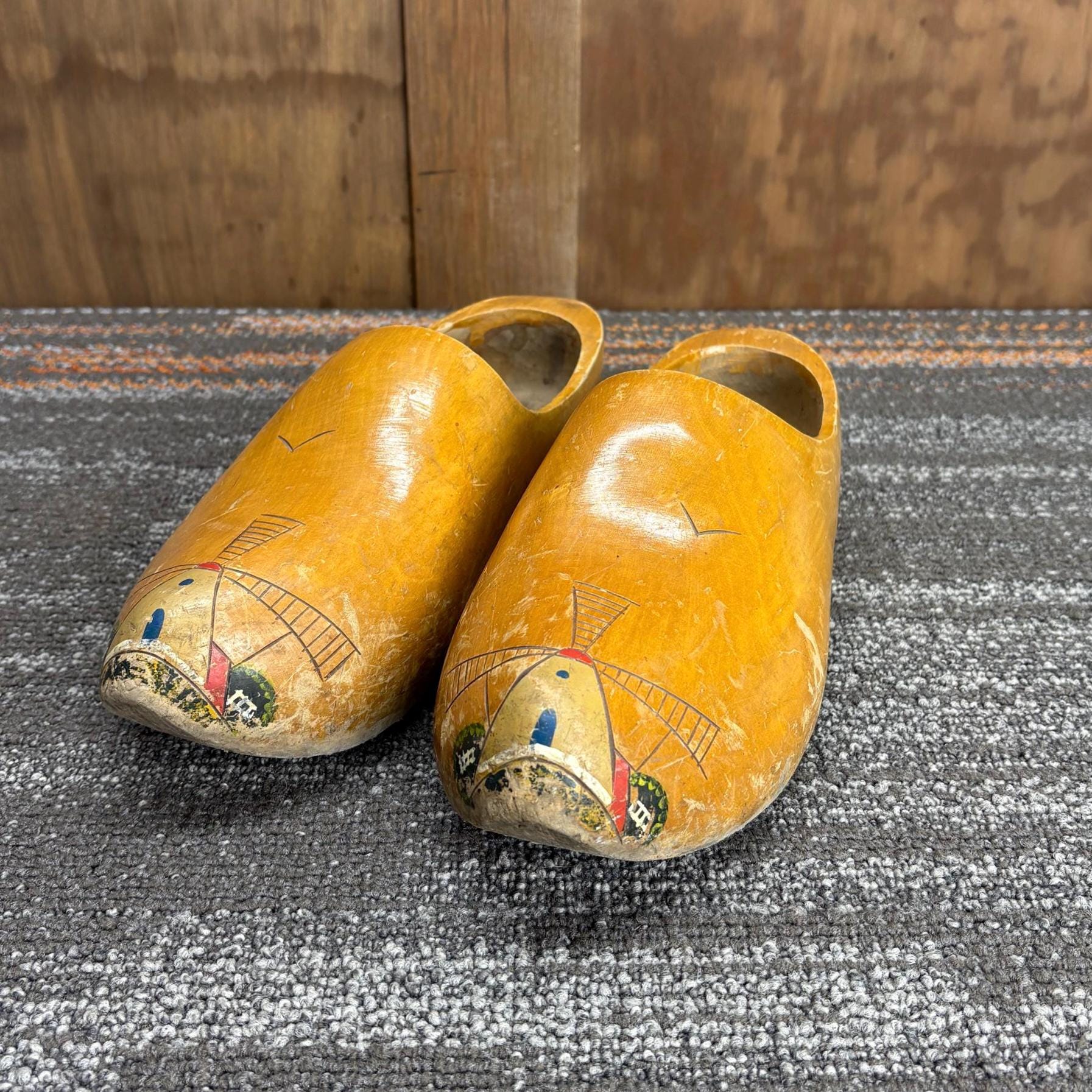 Vintage Norwegian Wooden Parade Shoes - Hand Painted Norway Vintage Norwegian Wooden Parade Shoes - Hand Painted Norway