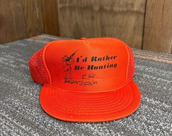Vintage "I'd Rather Be Hunting" Flat Brim Trucker Hat