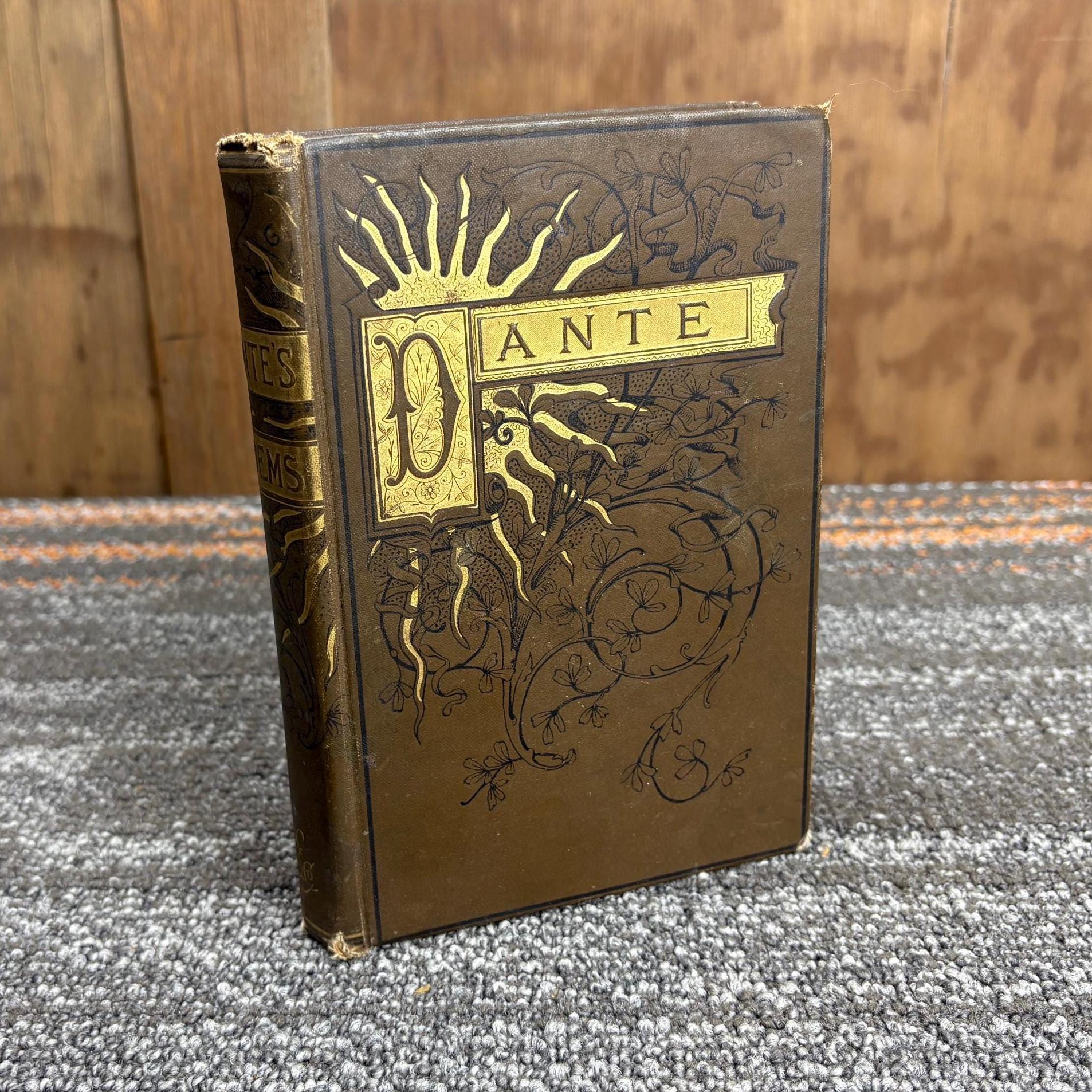 アンティーク antique book ダンテ 歌曲集 古書 Dante Antique Dante's Poems Hardcover Book - Victorian Era - Elegant