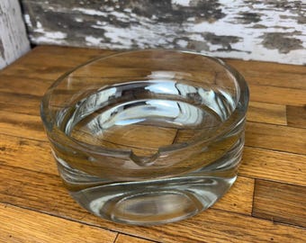 Soporte para puros vintage de cristal grueso transparente con cenicero central