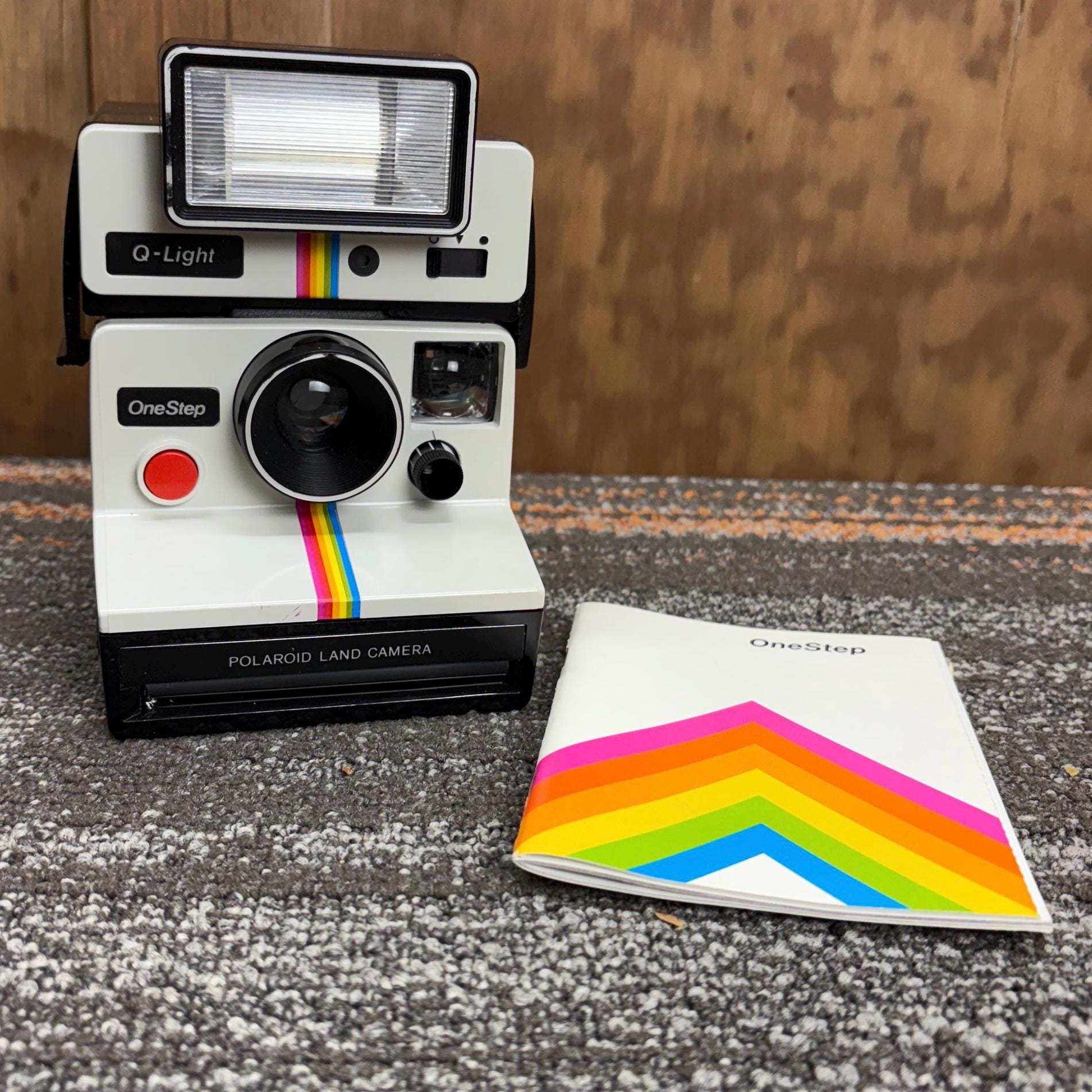 Vintage 1970s Polaroid One Step Camera Rainbow Stripe Untested
