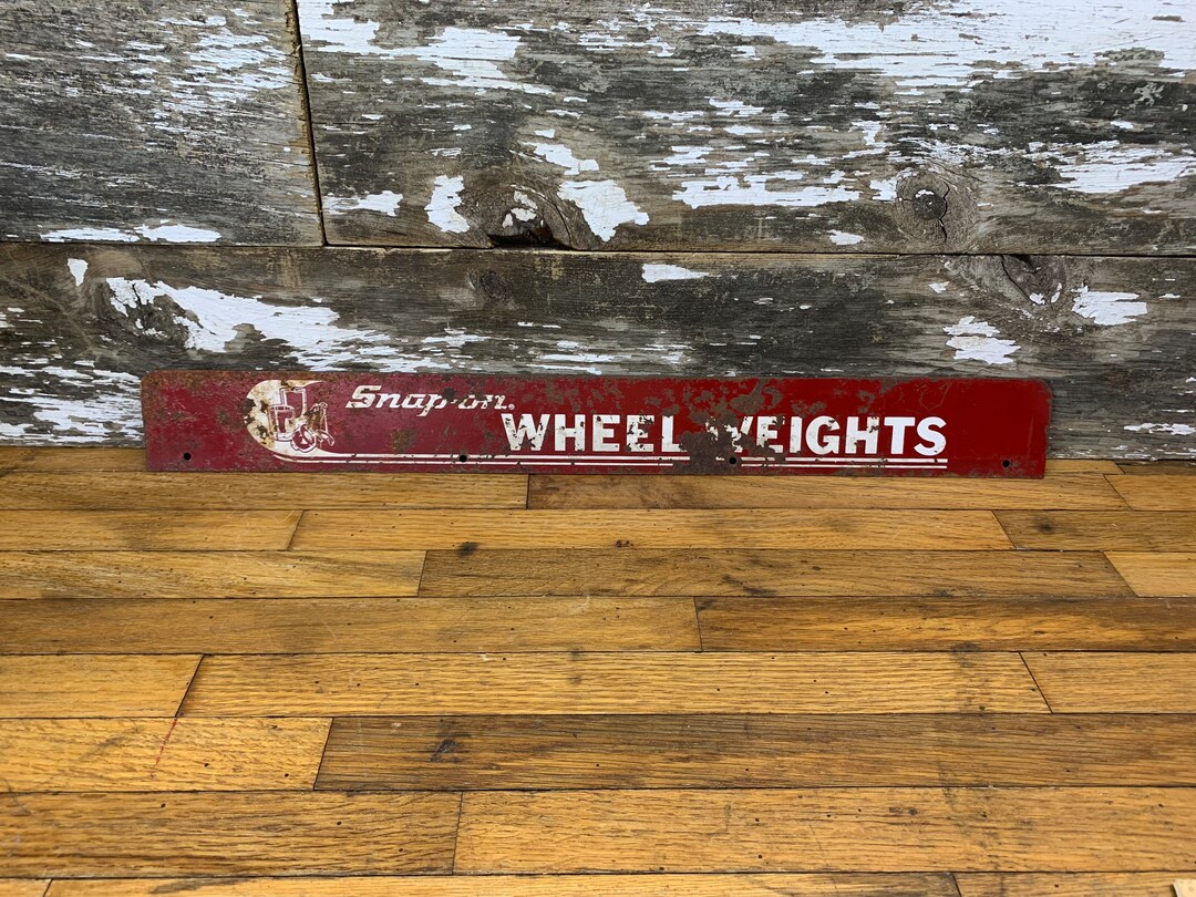 Vintage Snap on Tools Metal Wheel Weight Sign, Vintage Snap On