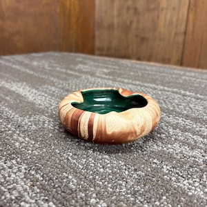 Vintage Badlands Ashtray Romco Rocky Mountain Pottery Swirled Faux Wood Finish