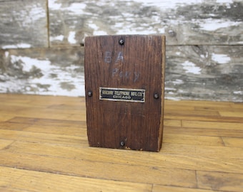 Antique Wood Railway Telephone Mfg. Co. Chicago Box - Wooden Coil Box - Chicago Northwestern Railroad - Railroad Telephone