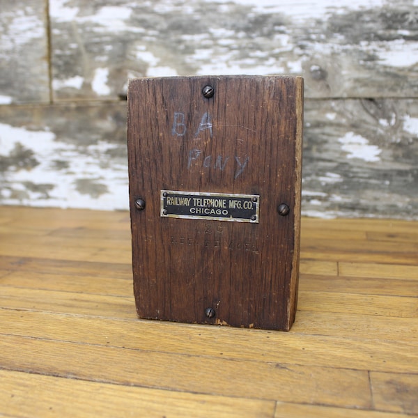 Antique Wood Railway Telephone Mfg. Co. Chicago Box - Wooden Coil Box - Chicago Northwestern Railroad - Railroad Telephone