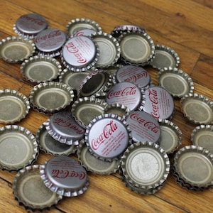 Tapas de Coca Cola antiguas de plata sin prensar - Tapas de Coca Cola sin usar - Coca Cola antigua - Tapas de metal sin prensar de Coca Cola dietética - Lote de 50 tapas