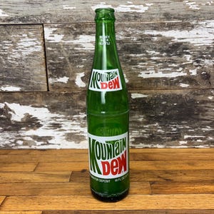 Vintage 16 oz (1 PT) Mountain Dew Green Glass Bottle - Empty Bottle
