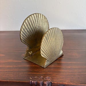 Brass Sea Shell Clam Shell Napkin Holder - Unique Cookbook, Record Display