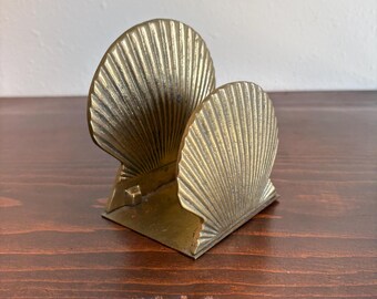 Brass Sea Shell Clam Shell Napkin Holder - Unique Cookbook, Record Display