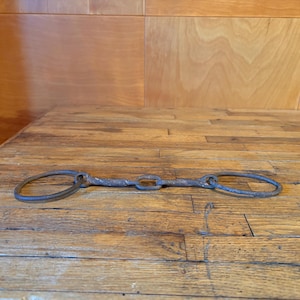 Antique Three Piece Chain and Cast Braid Snaffle Briddle Bit - Rusty Horse Bit