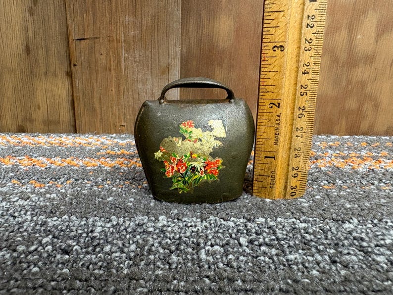 Antique Swiss Style Brass Cow Bell: Floral Design, Loud Ring - Etsy
