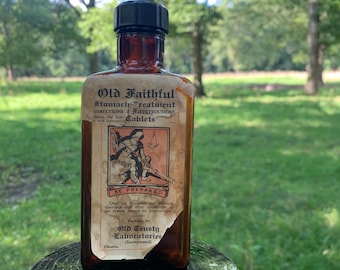 Antique Medicine Bottle - Old Faithful Stomach Treatment - Apothecary Bottle