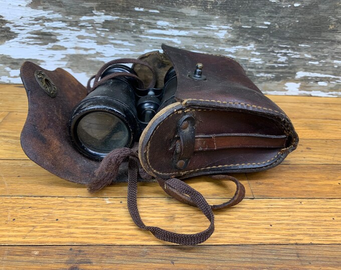 Vintage 1940s Binoculars in Leather Case Rustic Binoculars Etsy