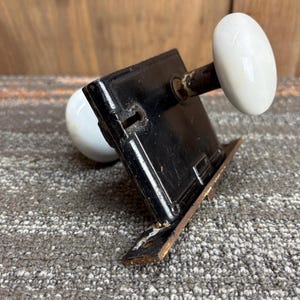Antique White Porcelain Doorknob Pair and Door Lock - Salvaged Restoration Hardware