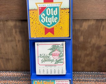 1991 Old Style Beer Tear Off Monthly Bar Calendar “December 1990 Seasons Greetings” - Sealed Like New!