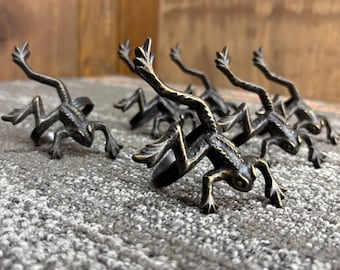 Vintage Metal Frog Napkin Ring Holders