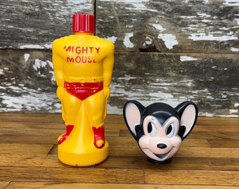 1960s Vintage Mighty Mouse Soaky Bath Bottle Toy - Nostalgic