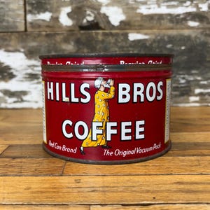 Antique Hills Brothers Regular Grind 1lb Coffee Can With Lid