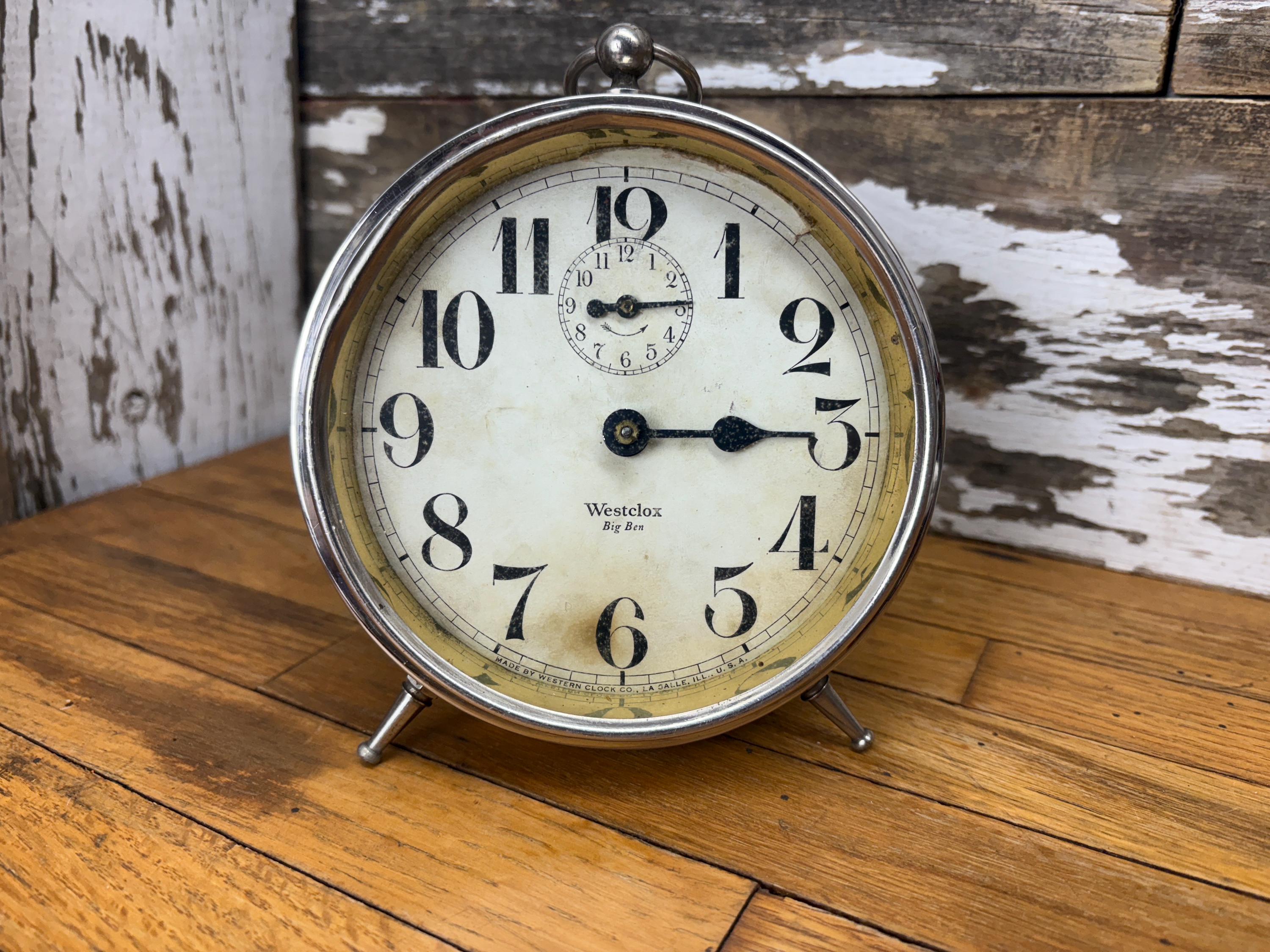 Antique 1919 Westclox Big Ben Alarm Clock: Chrome Decor, Non