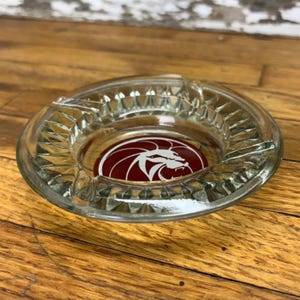 Vintage MGM Casino and Hotel Lions Head Round Clear Glass Ashtray