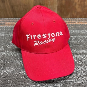Vintage Firestone Racing Snapback Red Trucker Hat - NOS Like New!