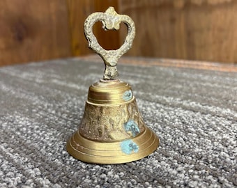 Vintage Cast Heart Handle Brass Bell