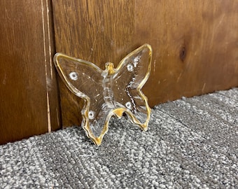 Glass Butterfly Gold Rimmed Jannette Glass Candy Dish