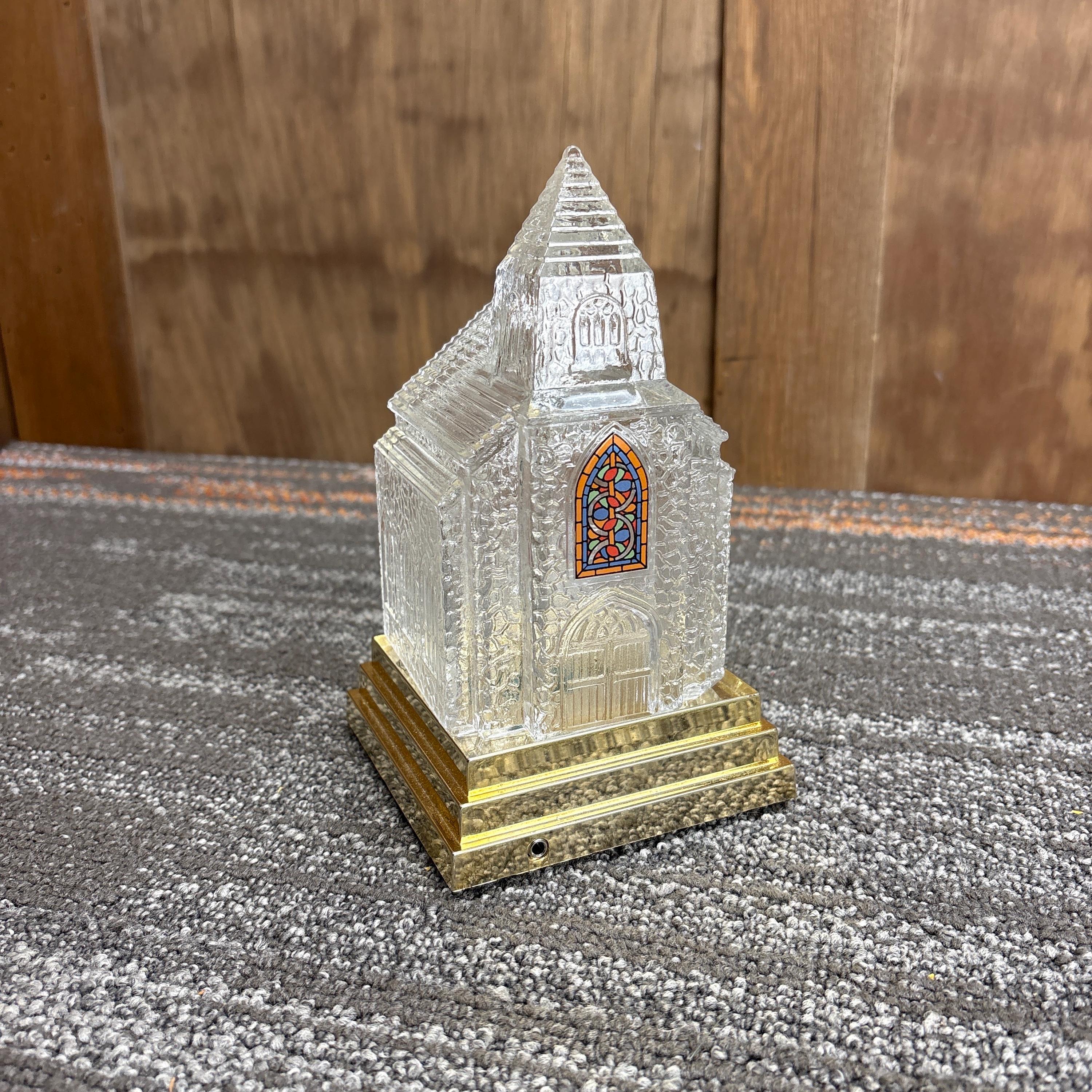 REPOUND 教会 ライトハウス ステンドグラス風 オブジェ ヴィンテージ Avon Light up Church - Etsy